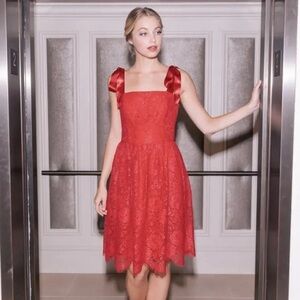 EUC Lucia Gal Meets Glam Red Ribbon Dress size 0